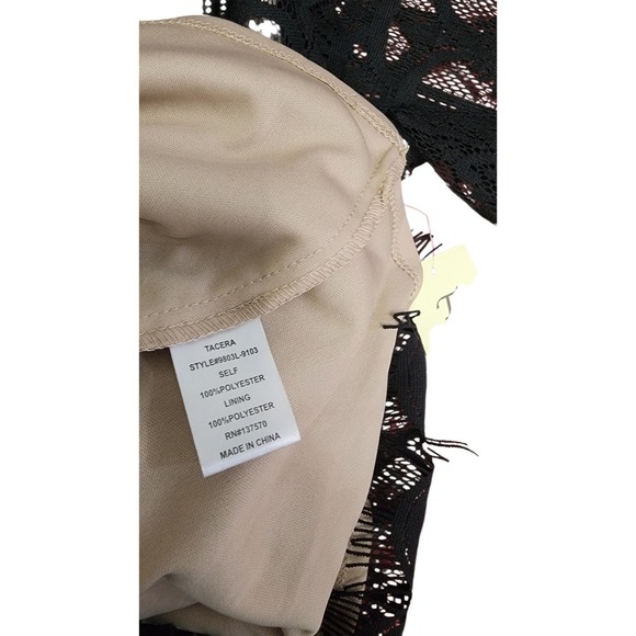 Tacera Black Lace Dress Party Cocktail Lined Short Sleeve S Small - Picture 5 of 6